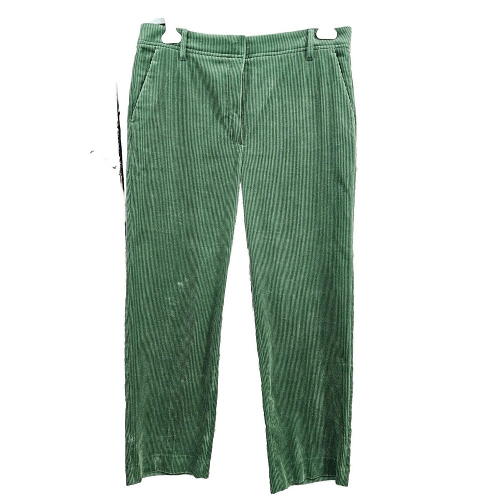 Massimo Dutti 10 Wide Leg‎ Corduroy Trousers Pants Slacks Green High Rise EUC